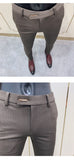 Aidase New Striped Suit Pants  Men Elegant Skinny Fit Office Pant Men Trousers Pant For Man Business Slim Fit Dress Ankle Trousers aidase-shop