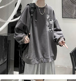 Aidase 2022 new O-neck padded T-shirt for men women Korean oversize Hong Kong style animation printing long-sleeved T-shirt streetwear aidase-shop