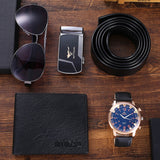 2022 4pcs/set Men's Gift Set New Fashion Business Watch Men Glasses Leather Belt Wallet Set Gift Box for Men Gifts Drop Shipping  for Father Dad aidase-shop