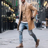 Aidase New Arrival Winter Fashion Men Slim Fit Long Sleeve Cardigans Blends Coat Jacket Suit Solid Mens Long Woolen Coats aidase-shop