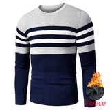 4XL Men  Autumn New Casual Striped Thick Fleece Cotton Sweater Pullovers Men Outfit Fashion Vintage O-Neck Coat Sweater Men aidase-shop