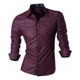 Jeansian Men's Casual Dress Shirts Fashion Desinger Stylish Long Sleeve Slim Fit 8371 Black2 aidase-shop