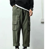 Aidase Autumn Overalls Pants for Men Military Straight Loose Multi-pocket Japanese Sweatpants 2020 Nine-point Casual Fashion Streetwear aidase-shop