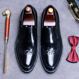 Men Summer New British Style Shoes Wedding Shoes Handmade Leather Shoes Mens Black Casual Increase British Lace-Up Oxfrods aidase-shop