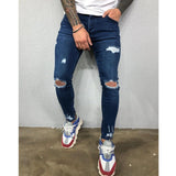 Mens Jeans Black Blue Cool Skinny Ripped Stretch Slim Elastic Denim Pants Large Size For Male Spring Summer Autumn Hip Hop aidase-shop