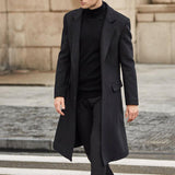 Aidase Autumn Winter Mens Wool Coat Solid Long Sleeve Woolen Jackets Fleece Men Overcoat Streetwear Fashion Long Trench Coat Outerwear aidase-shop