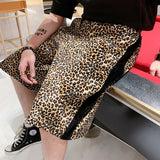 Men's Tide Casual Male Hip Hop Leopard Print Short Velvet Harem Mens Jogger Shorts Multi-pocket Gym Short Motion Shorts aidase-shop