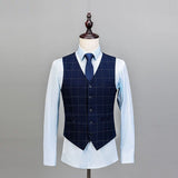 Mens Suit Royal Blue 3 Pieces Mens Suits Plaid Slim Fit Wedding Suits Groom Tweed Wool Tuxedos for Wedding (Jacket+Pants+Vest) aidase-shop