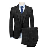 Mens Suit Royal Blue 3 Pieces Mens Suits Plaid Slim Fit Wedding Suits Groom Tweed Wool Tuxedos for Wedding (Jacket+Pants+Vest) aidase-shop
