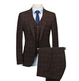 Mens Suit Royal Blue 3 Pieces Mens Suits Plaid Slim Fit Wedding Suits Groom Tweed Wool Tuxedos for Wedding (Jacket+Pants+Vest) aidase-shop
