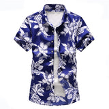 Men floral printed Slim Short sleeve shirts Summer Hawaiian vacation Party casual red blue black Shirt camisa masculina 6XL 7XL aidase-shop