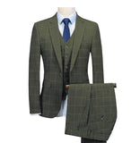 Mens Suit Royal Blue 3 Pieces Mens Suits Plaid Slim Fit Wedding Suits Groom Tweed Wool Tuxedos for Wedding (Jacket+Pants+Vest) aidase-shop