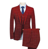 Mens Suit Royal Blue 3 Pieces Mens Suits Plaid Slim Fit Wedding Suits Groom Tweed Wool Tuxedos for Wedding (Jacket+Pants+Vest) aidase-shop