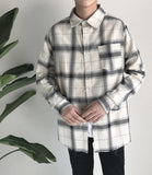 Aidase  Men Hip Hop Plaid Shirts 2021 Male Korean Fashion Streetwear White Shirt Male Loose Vintage Oversized Shirt Clothing aidase-shop