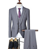 Mens Suits Slim Fit Grey/White/Champagne Three PiecesSuit Business Groom Jacket Tuxedos for Wedding Evening(Blazer+Vest+Pants) aidase-shop