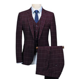 Mens Suit Royal Blue 3 Pieces Mens Suits Plaid Slim Fit Wedding Suits Groom Tweed Wool Tuxedos for Wedding (Jacket+Pants+Vest) aidase-shop