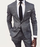 Aidase Mens Vintage Plaid Suits British Style Men Slim Fit Tuxedos Notch Lapel Groomsmen Wedding Blazer For Men Tuxedos(jacket+pant)idase aidase-shop