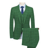 Mens Suit Royal Blue 3 Pieces Mens Suits Plaid Slim Fit Wedding Suits Groom Tweed Wool Tuxedos for Wedding (Jacket+Pants+Vest) aidase-shop