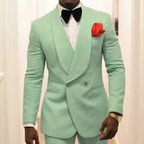 Aidase Mint Green Floral Slim Fit Mens Suits with Double Breasted for Wedding Groom Tuxedo 2 Piece Set Jacket Pants Singer Prom Stage aidase-shop