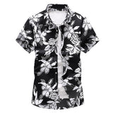 Men floral printed Slim Short sleeve shirts Summer Hawaiian vacation Party casual red blue black Shirt camisa masculina 6XL 7XL aidase-shop