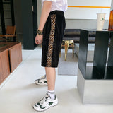 Men's Tide Casual Male Hip Hop Leopard Print Short Velvet Harem Mens Jogger Shorts Multi-pocket Gym Short Motion Shorts aidase-shop