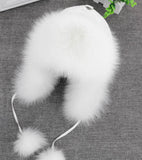 Aidase 100% Real Fox Fur Hat Women's Russian Ushanka Aviator trapper snow skiing Hat caps earflap winter raccoon fur Bomber hat aidase-shop