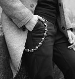 59CM Men's Waist Key Chain Skull Head Metal Vintage Hip Hop Gothic Punk Skeleton Pants Trousers Jean Biker Wallet Key Ring DW55 aidase-shop