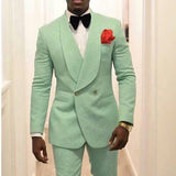 Aidase Mint Green Floral Slim Fit Mens Suits with Double Breasted for Wedding Groom Tuxedo 2 Piece Set Jacket Pants Singer Prom Stage aidase-shop