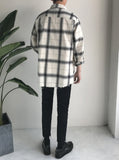 Aidase  Men Hip Hop Plaid Shirts 2021 Male Korean Fashion Streetwear White Shirt Male Loose Vintage Oversized Shirt Clothing aidase-shop