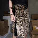 Men's Tide Casual Male Hip Hop Leopard Print Short Velvet Harem Mens Jogger Shorts Multi-pocket Gym Short Motion Shorts aidase-shop