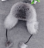 Aidase 100% Real Fox Fur Hat Women's Russian Ushanka Aviator trapper snow skiing Hat caps earflap winter raccoon fur Bomber hat aidase-shop