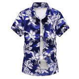 Men floral printed Slim Short sleeve shirts Summer Hawaiian vacation Party casual red blue black Shirt camisa masculina 6XL 7XL aidase-shop