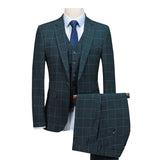 Mens Suit Royal Blue 3 Pieces Mens Suits Plaid Slim Fit Wedding Suits Groom Tweed Wool Tuxedos for Wedding (Jacket+Pants+Vest) aidase-shop