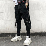 Men Sweatpants muti chains design Mens Joggers Harem Pants Multi-pocket Pencil Jogger Pants aidase-shop