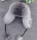 Aidase 100% Real Fox Fur Hat Women's Russian Ushanka Aviator trapper snow skiing Hat caps earflap winter raccoon fur Bomber hat aidase-shop