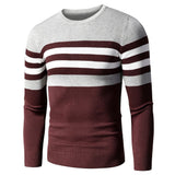 4XL Men  Autumn New Casual Striped Thick Fleece Cotton Sweater Pullovers Men Outfit Fashion Vintage O-Neck Coat Sweater Men aidase-shop