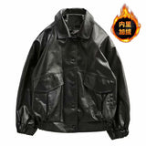 Aidase Vintage Hong Kong style jacket men's spring autumn unisex handsome retro motorcycle jacket leather PU techwear tactical coats aidase-shop