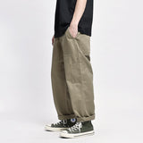 Safari Style! Multi-pocket Cargo Trousers Men Loose Straight Casual Baggy Pants Mens Work Canvas Pants aidase-shop