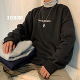 Aidase 2021 Men's Thickened Cashmere Coats High Collar Pullover Fake 2-piece Loose Hoodies Youth Tide Bottom Shirt 3 Color Sweatshirts aidase-shop