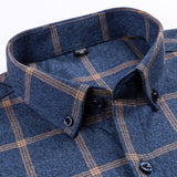 Aidase Aoliwen Brand Men Long Sleeve Plaid Shirts 100% cotton Single Patch Pocket Casual Standard-Fit Comfortable Soft Thick Tops Shirt aidase-shop