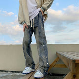 Aidase New Winter Loose Straight Jeans Men Fashion Double Side Button Streetwear Casual Hip Hop Trousers Wide Leg Vintage Blue Pants aidase-shop