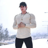 Men Long Sleeve Shirts Quick Dry Bodybuilding for Men Workout Gym Fitness Casual T Shirt Undershirts aidase-shop