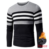 4XL Men  Autumn New Casual Striped Thick Fleece Cotton Sweater Pullovers Men Outfit Fashion Vintage O-Neck Coat Sweater Men aidase-shop