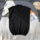 Sweater Vest Men Plus Size 2XL Spring Autumn Oversize Mens Vests Solid Simple All-match V-neck Couples Retro Khaki Soft Ulzzang aidase-shop