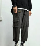 Aidase Autumn Overalls Pants for Men Military Straight Loose Multi-pocket Japanese Sweatpants 2020 Nine-point Casual Fashion Streetwear aidase-shop