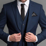 Aidase Navy Blue Formal Wedding Tuxedo for Gentleman Prom Suits Slim Fit 3 Piece Boyfriend Men Fashion Set Blazer Vest with Pants aidase-shop