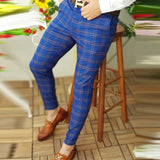 Casual Business Men's Mid Waist Zipper Long Trousers Classic Plaid Print Pencil Pants Men 2021 Autumn Spring Fashion Streetwear aidase-shop
