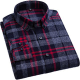 Aidase Aoliwen Brand Men Long Sleeve Plaid Shirts 100% cotton Single Patch Pocket Casual Standard-Fit Comfortable Soft Thick Tops Shirt aidase-shop