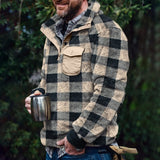 Casual Turn-down Collar Tops Men Fashion Plaid Woolen Jumpers Mens 2021 Autumn Winter Warm Long Sleeve Loose Sweaters Streetwear aidase-shop