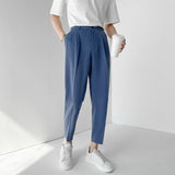 Aidase 2022 New Men's Suit Pants Korean Design Summer Loose Ankle Length Bottoms Elastic Waist Solid Streetwear Cool Casual Clothing aidase-shop